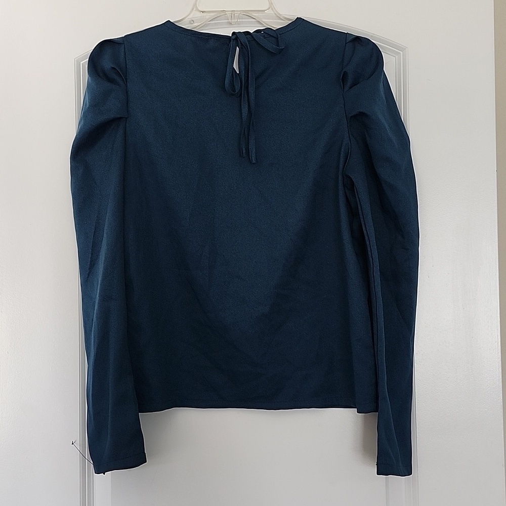 SHEIN Essnce Women's  Green Round Neck Puff Sleeve Shirt XSMALL - Picture 9 of 13